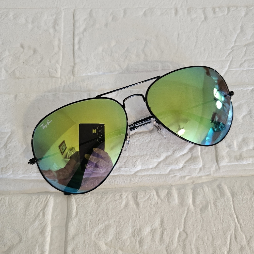 Ray-Ban Black Large Aviator Sunglasses Made in Italy